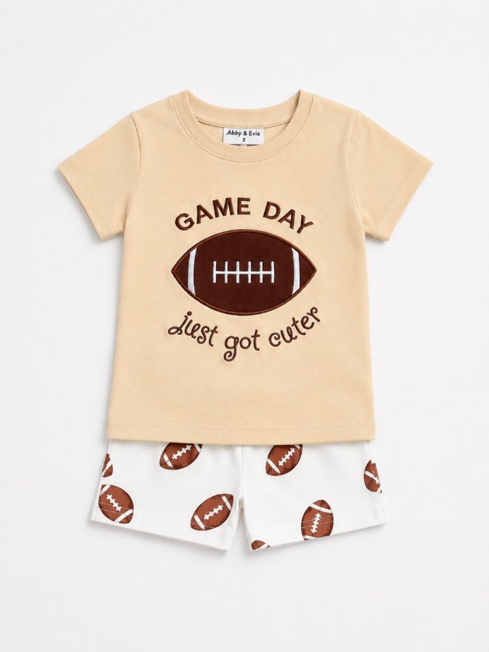 NWT Abby & Evie Toddler Boy Football Outfit Size 2T Embroidered Game Day Short